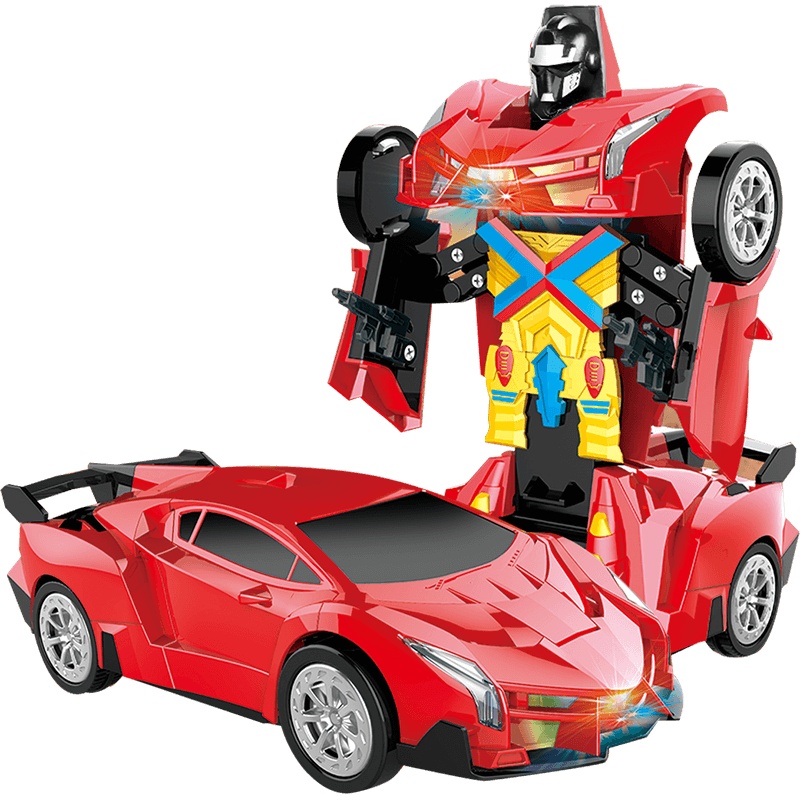 勾勾手(gougoushou)儿童汽车玩具自动变形汽车机器人电动带音乐360度旋转跳舞双重形态男孩儿童玩具[银影战士]