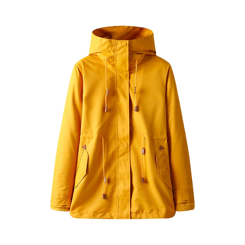 三极户外(Tripolar) TP8363 女士三合一黄色冲锋衣女中长款防风抓绒户外时尚百搭防水保暖外套