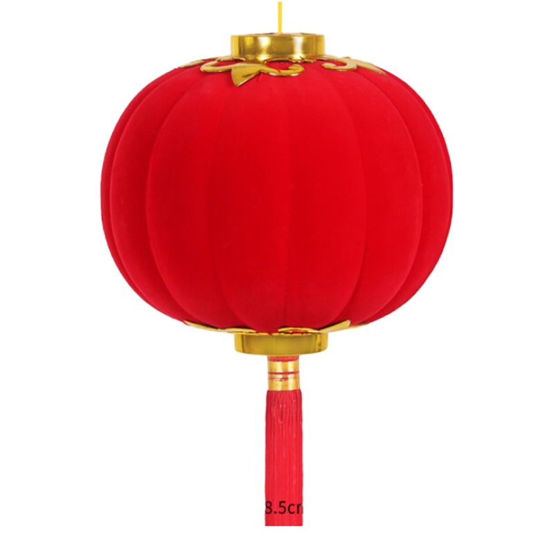 灯笼植绒小红灯笼串挂饰新年盆景装饰品树上小灯笼年货灯笼植8#直径7CM高度6.5CM1 6只装