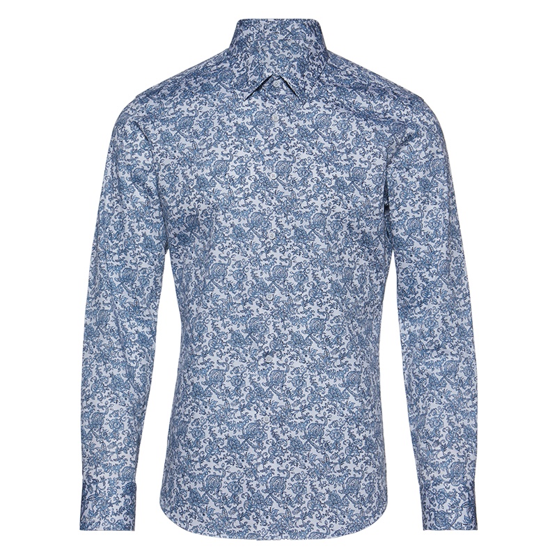 码尚定制MatchU时尚印花衬衫 购买后会发送量体短信链接 2020春秋新款男士全棉商务休闲衬衫 藤蔓花印花