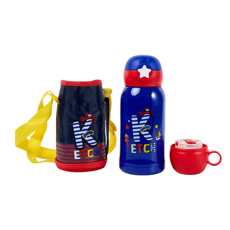 婴蓓 儿童保温杯星星款带吸管304不锈钢男女小学生宝宝防摔幼儿园水杯水壶