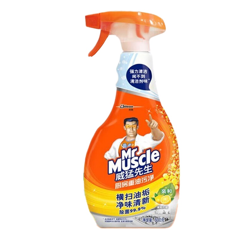 威猛先生厨房重油污净清爽柠檬500g强效去油渍污垢油烟机清洁剂去油污除垢 500g*1瓶