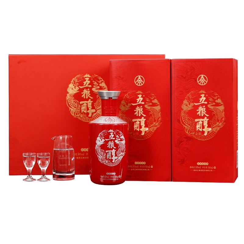 五粮浓香 五粮醇红装 50度 500mL*2 礼盒装送礼 浓香型白酒