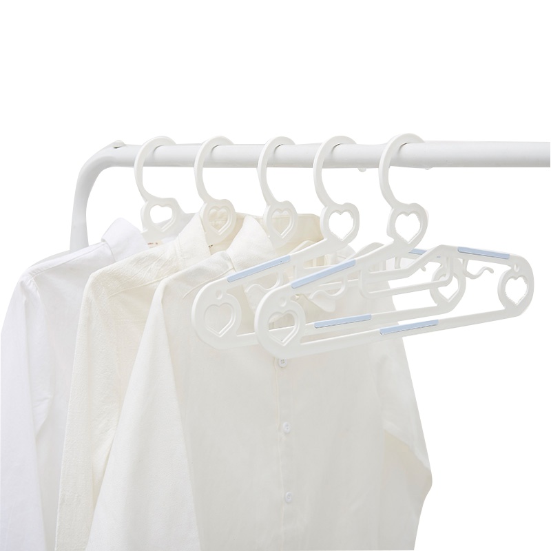 HOUYA好雅 衣架 塑料衣架 心形多功能防滑防风晾衣架 成人儿童干湿两用衣服架 10只装 颜色随机