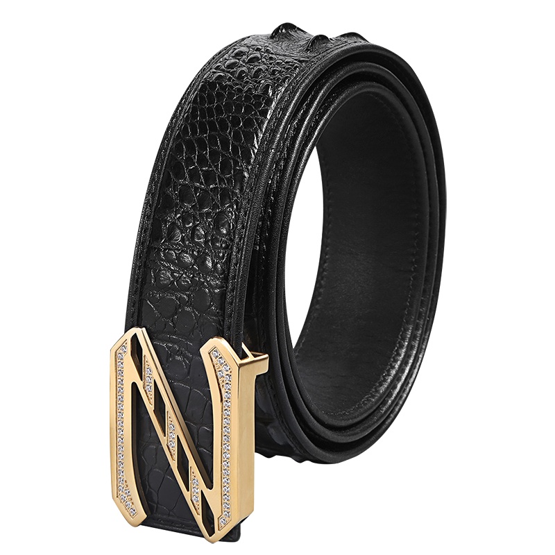 【顺丰配送】真皮腰带板扣鳄鱼皮纹青年休闲礼物礼盒男裤腰带头层牛皮男士皮带_IWMXD7