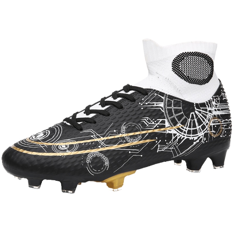 绛天男士高帮鸳鸯足球鞋长钉男C罗TF儿童成人碎钉学生草地运动训练鞋耐磨防滑战靴