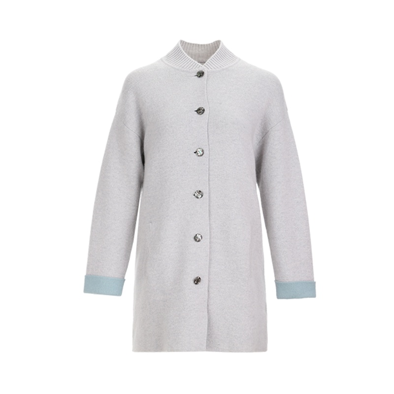鄂尔多斯|1980秋冬立领双提厚款羊绒开衫羊绒大衣
