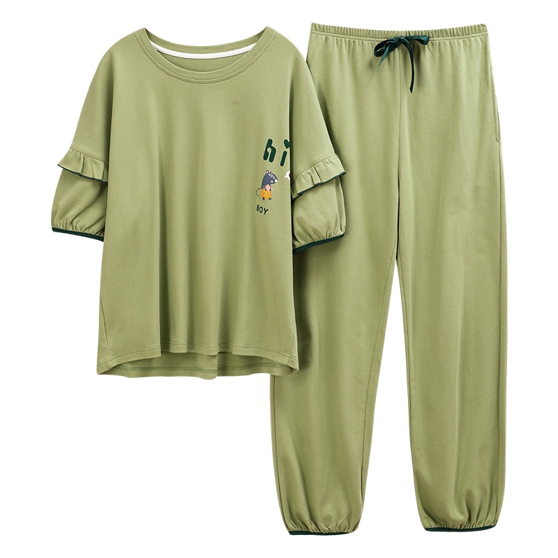 北极绒(Bejirog)新款新品睡衣女夏季薄款短袖纯棉两件套装夏天家居服