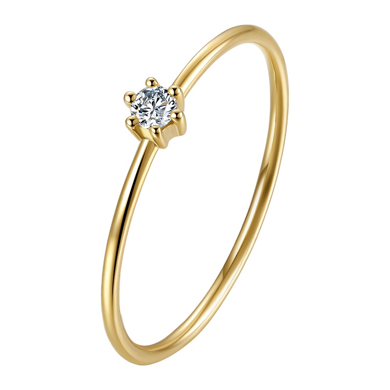 喜钻 【叠戴系列-单钻款】18K金钻石戒指单颗圆形钻戒时尚简约可叠戴个性组合