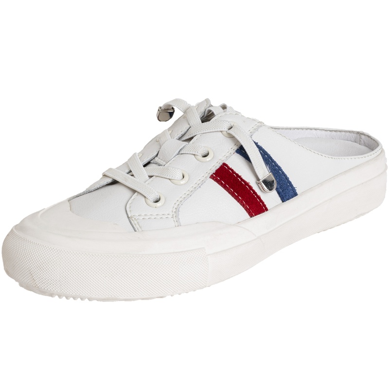 百田森春季商场同款包头帆布凉拖鞋女外穿真皮拖鞋