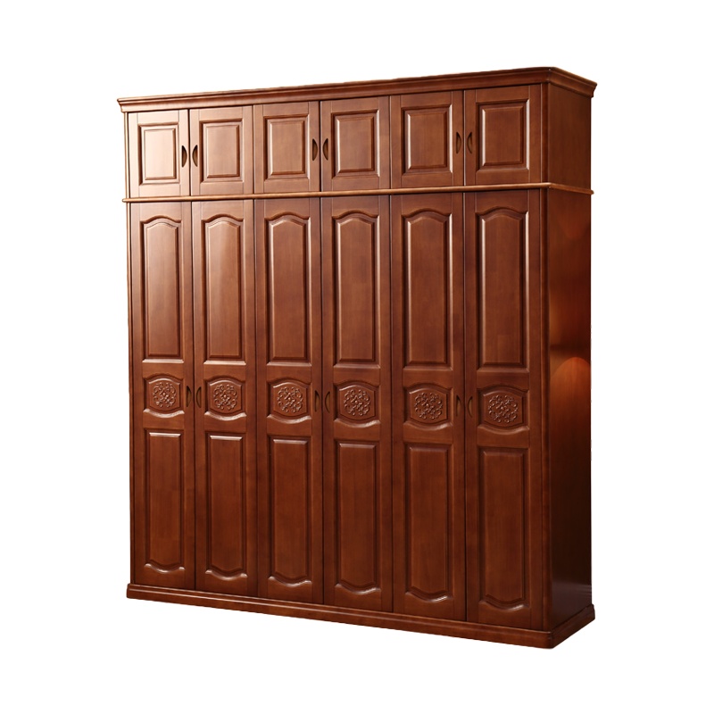 月影梳桐实木衣柜现代中式23456门整体平开门加顶卧室组装简约家具经济型