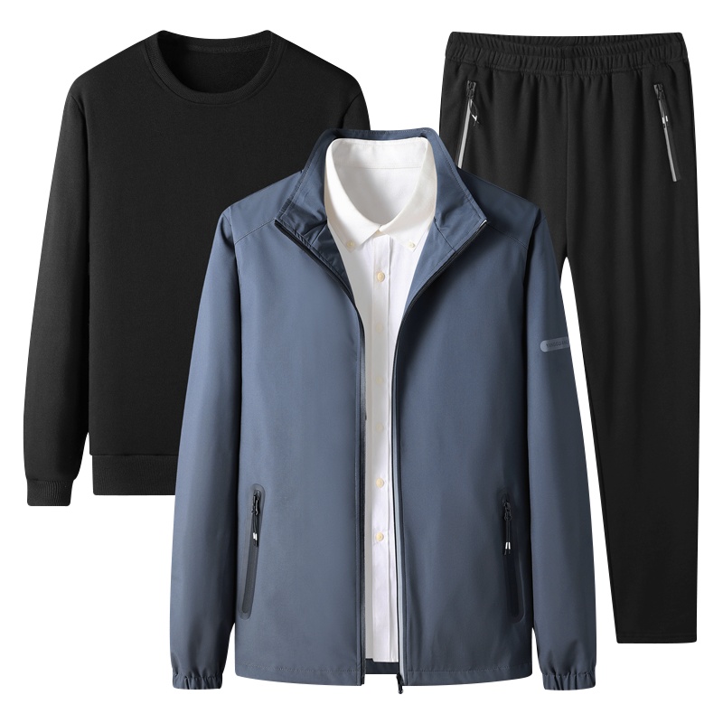 爸爸秋装休闲运动套装2021新款男士外套春秋中老年男装爷爷上衣服. BSD2123套装