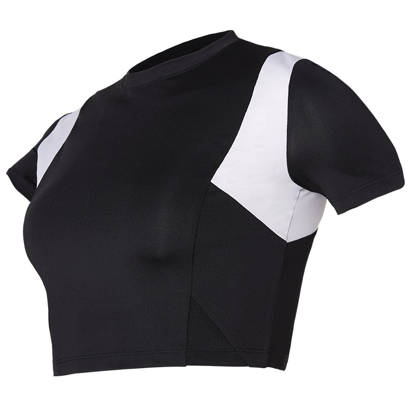 范斯蒂克瑜伽服女弹力紧身衣夏季跑步速干透气T恤短袖性感露脐运动上衣