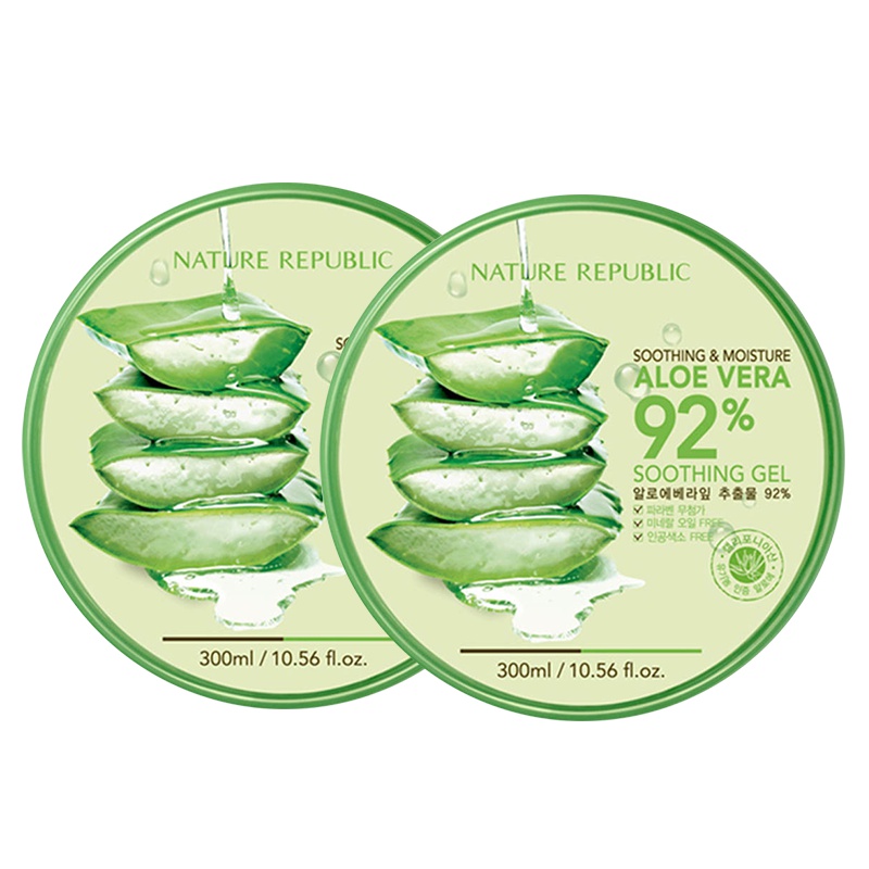 [2盒装]自然乐园/Nature Republic补水芦荟胶消炎镇静舒缓控油平衡肌肤保湿面霜 芦荟胶300ml 两盒装