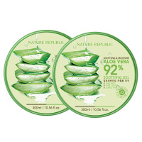 [2盒装]自然乐园/Nature Republic补水芦荟胶消炎镇静舒缓控油平衡肌肤保湿面霜 芦荟胶300ml 两盒装