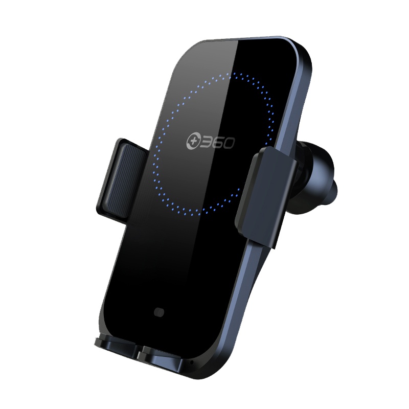 360 车载手机支架 15W快充 车载充电器 语音控制 电动伸缩手机支架 语音唤醒 支持QC3.0 C8黑色语音无线车充