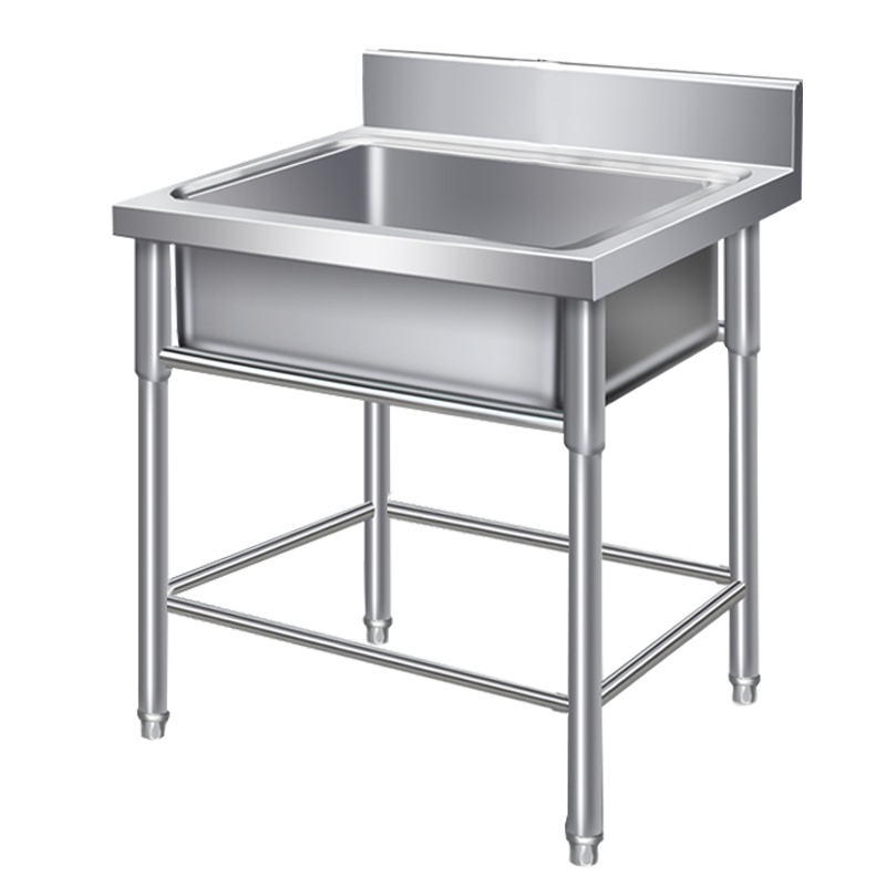 乐创(lecon)商用不锈钢水池单槽双槽三槽不锈钢水槽厨房带支架洗菜盆食堂洗碗 单槽水池 0.8mm