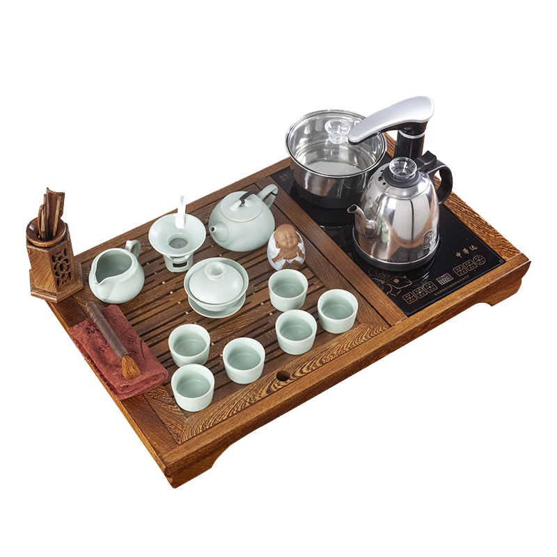 唐宏坊 鸡翅木实木茶具套装全自动一体茶盘套装 办公室茶具家用简约茶台茶海 功夫茶具套装 自动上水壶 款式二