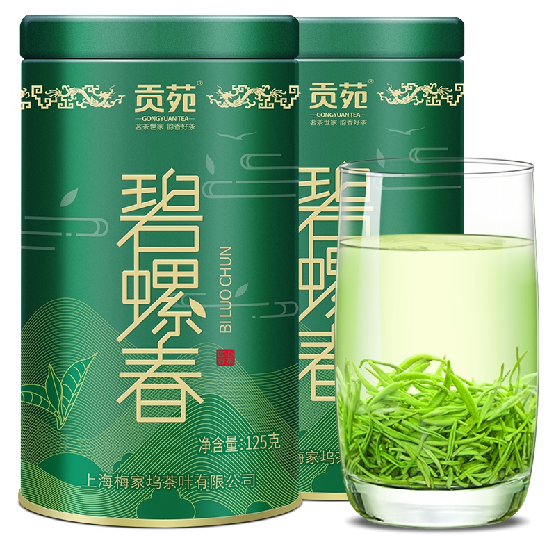 贡苑 茶叶绿茶 明前碧螺春茶 苏州春茶云雾嫩芽250g(125g/罐*2)