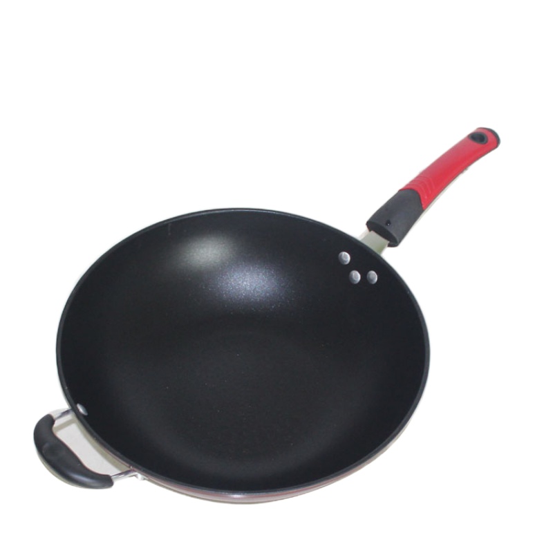 韩式不粘锅炒锅家用铁锅钻技节能平底锅电磁炉燃气适用炒菜锅 34cm无盖款(带锅耳)