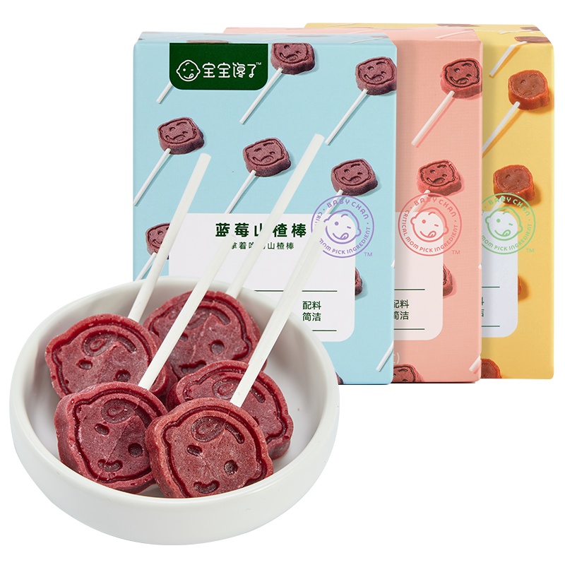 宝宝馋了【预售付尾款】无添加儿童零食水果条原味蓝莓桑葚山楂棒棒糖三盒装