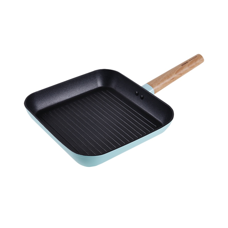 三禾Beautyouth小清新系列不粘锅牛排煎锅条纹平底锅烙饼锅青鸟蓝
