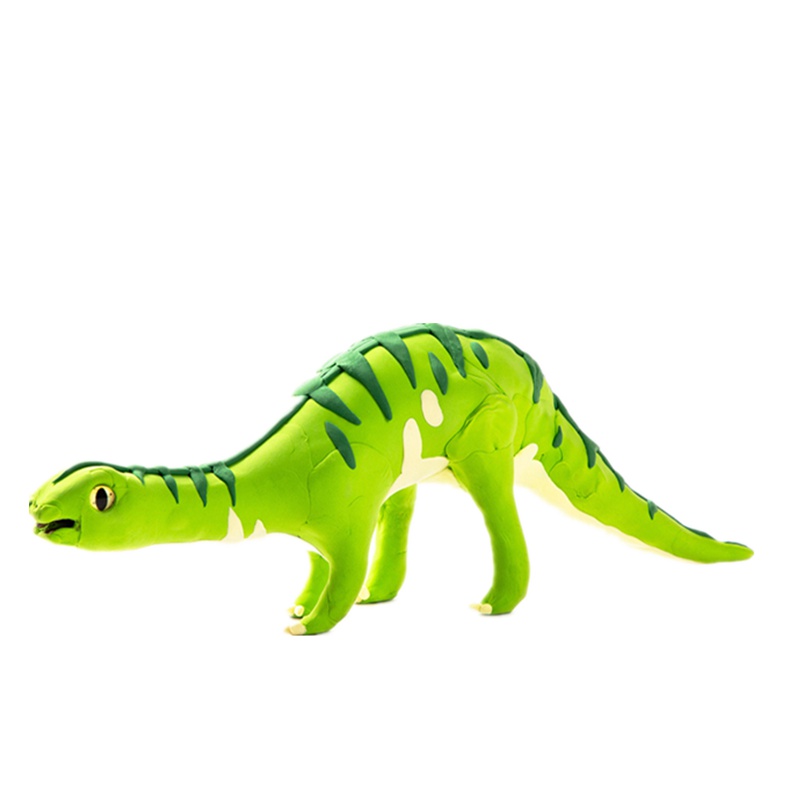 若态若小贝恐龙黏土 超轻粘土橡皮泥无毒手工彩泥太空泥儿童立体拼插拼图恐龙模型玩具 FY04雷龙