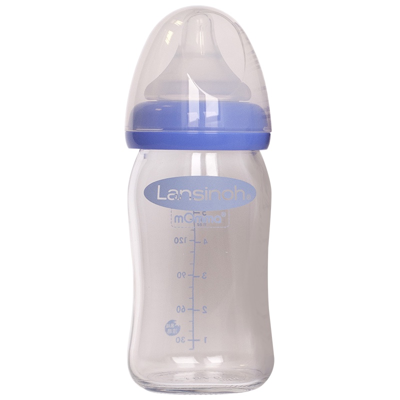 兰思诺( Lansinoh)自然波浪宽口玻璃奶瓶160ml-203208 初生婴儿奶瓶新生儿防胀气奶瓶