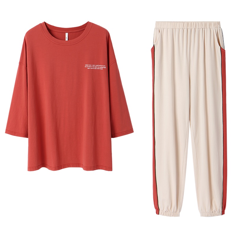 针织优质韩尔棉素色长袖女套装