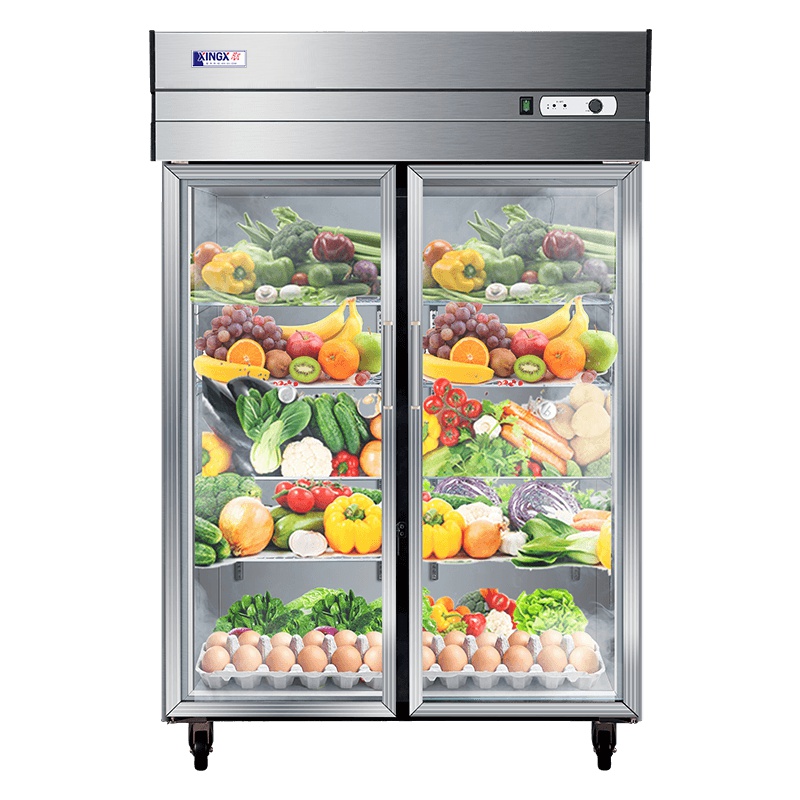 星星(XINGX) 802升 立式对开门 双开门 麻辣烫展示柜 商用保鲜 玻璃门展示 厨房冰箱 BC-880E