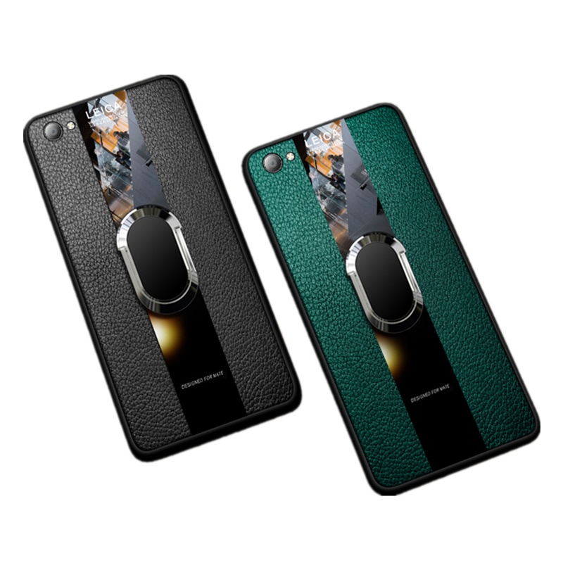 [送钢化膜]高铭宣oppor9s手机壳r9保时捷商务指环支架玻璃男士r9splus全包个性 r9plus[宝石蓝]指环款