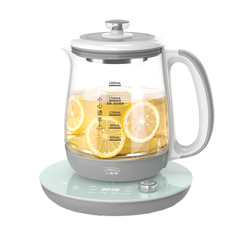 小浣熊养生壶H7 1.8L大容量304发热盘加厚玻璃多功能燕窝蒸煮两用泡茶机器家用全自动预约