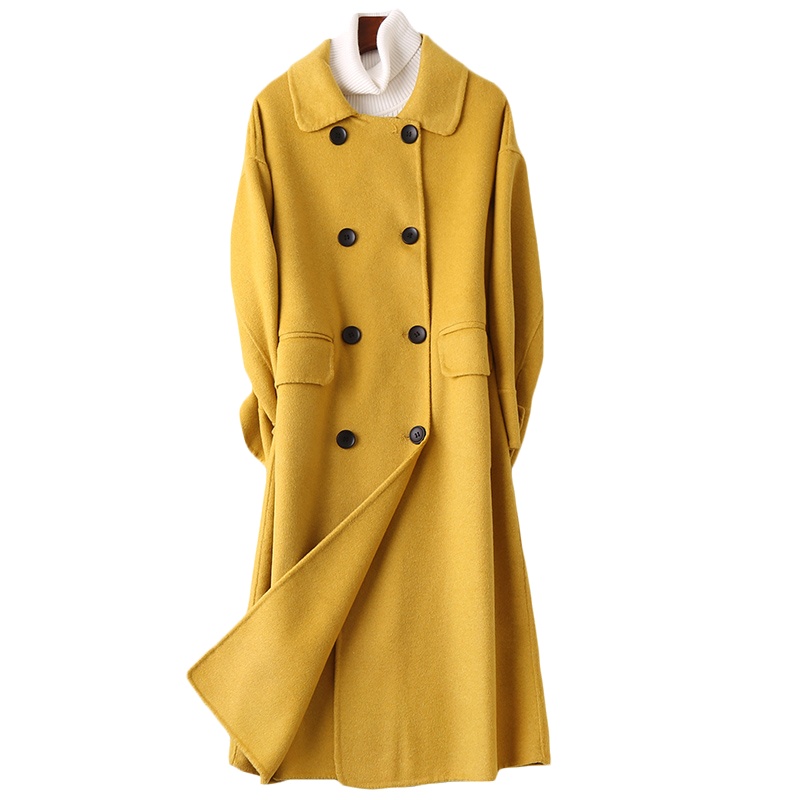 2019秋冬新款双面毛呢大衣女士时尚长款羊毛呢子外套