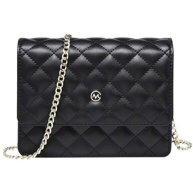 高尔夫GOLF小香风斜挎包女士优质牛皮链条单肩包经典菱格时尚女款斜挎小方包