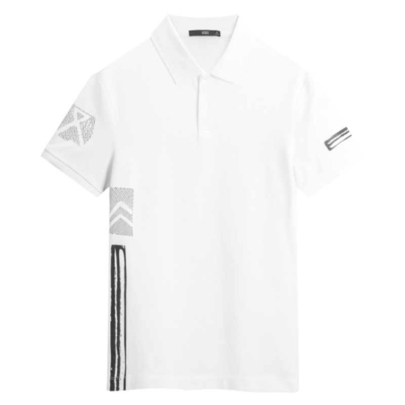 GXG男装 夏季男士青年流行白色时尚修身短袖POLO衫男