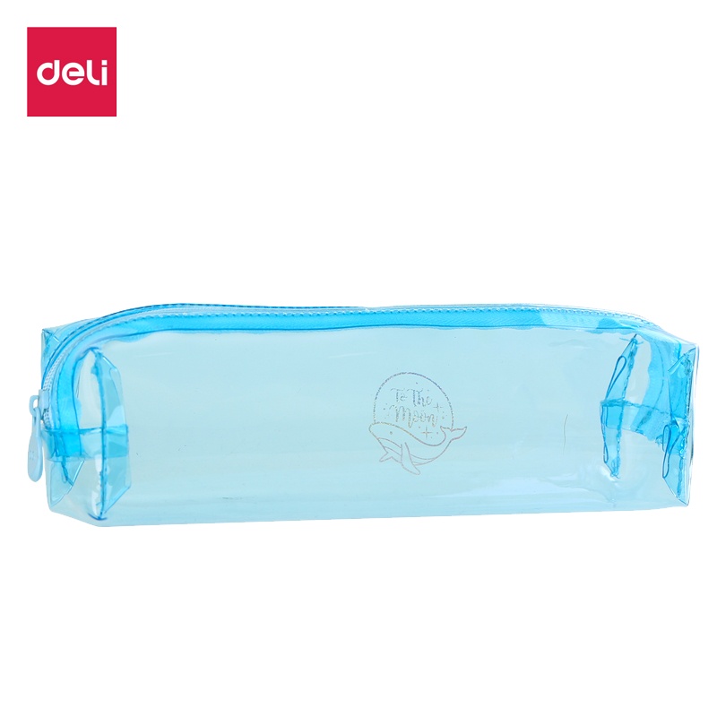 得力多功能笔袋66816LAN透明PVC笔袋 糖果色文具袋 铅笔袋 多功能收纳袋文具盒铅笔盒