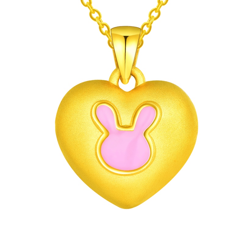 壹仟俩黄金吊坠心形女士萌趣小兔项坠(不含链)时尚颈饰定价黄金饰品