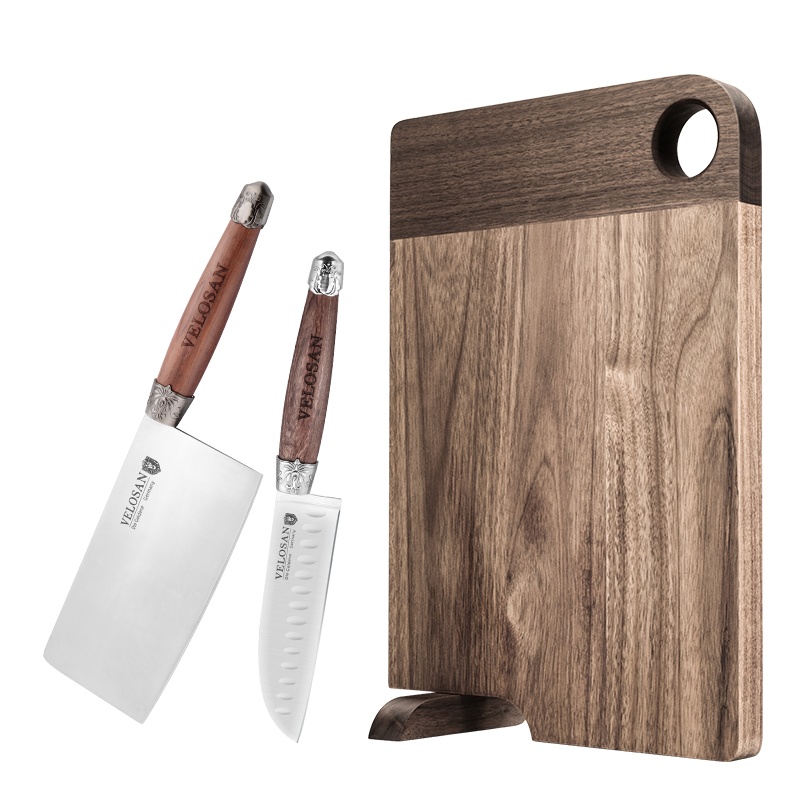 velosan防霉实木切菜板厨房家用菜刀不锈钢水果刀