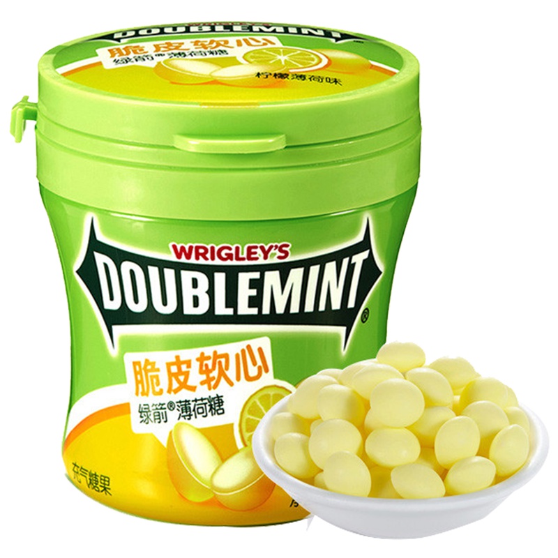 绿箭(DOUBLEMINT) 糖果 脆皮软心薄荷糖 柠檬薄荷味80g