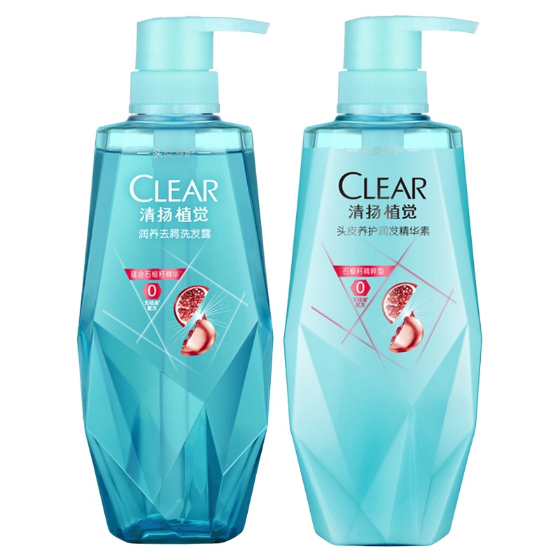 清扬 (CLEAR) 洗护套装 植觉润养去屑洗发水380ml+精华素375ml 石榴籽精粹型[联合利华]