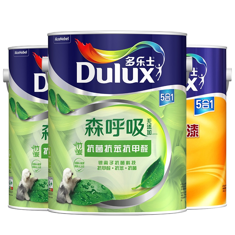 多乐士(Dulux)竹炭森呼吸无添加抗菌抗苯抗甲醛乳胶漆内墙面漆 油漆涂料 A8118+A931