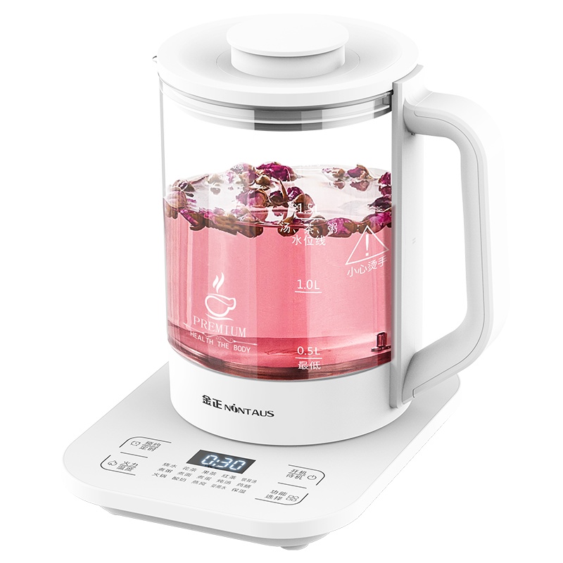 金正(NiNTAUS)养生壶 白色带滤网 24小时预约煮茶壶 1.8L容量 高硼硅玻璃 触屏式 JZW-18Y18