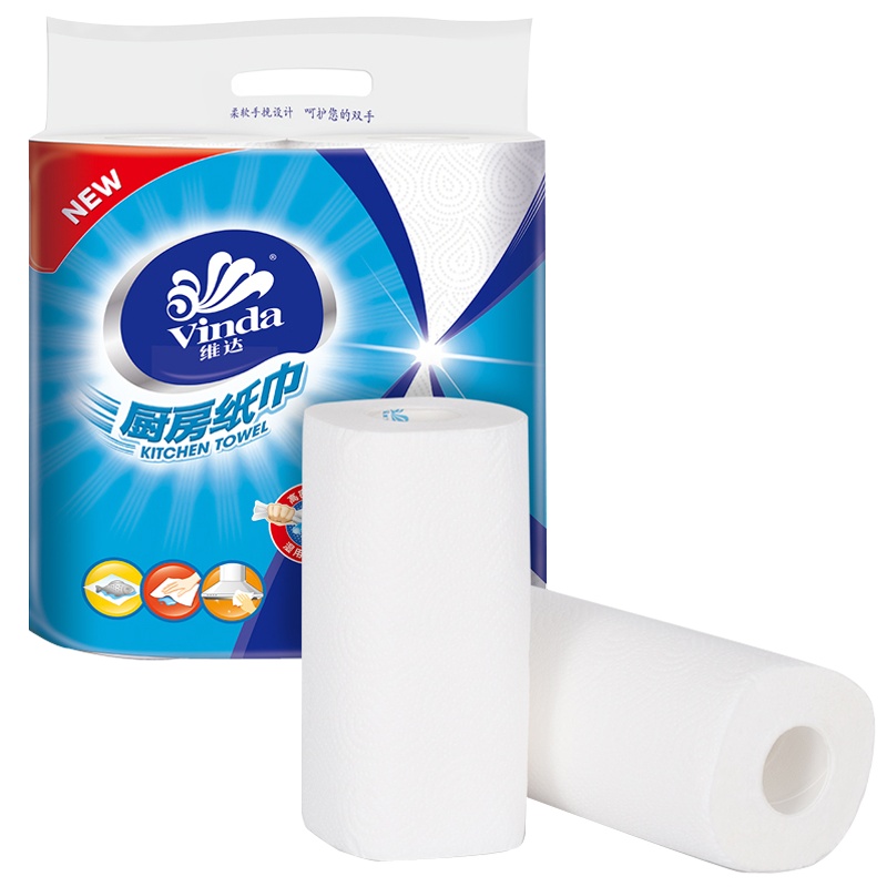 维达厨房专用多用纸抹布2卷装双层厨房清洁吸油吸水卷纸