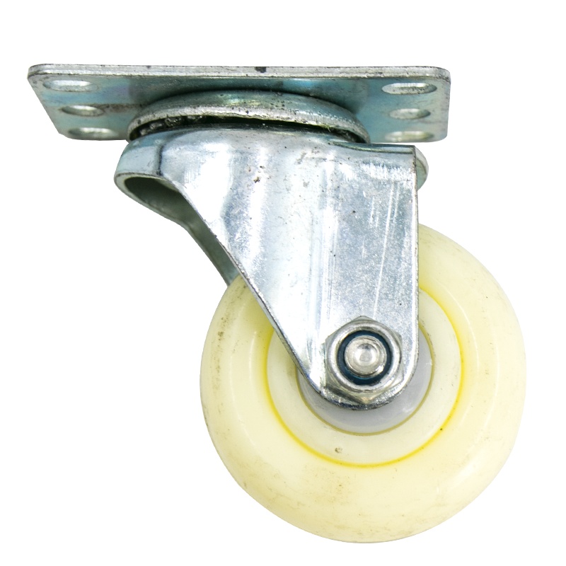 海斯迪克 HKZ-22 白色加厚尼龙轮 工业脚轮 推车轮子定向万向轮 3寸轻型(万向轮2个)