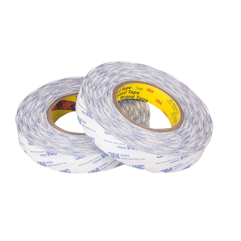 3M 9448A 白色无纺布双面胶带 半透明棉纸胶带 薄无痕双面胶宽度20毫米50米长0.16毫米厚