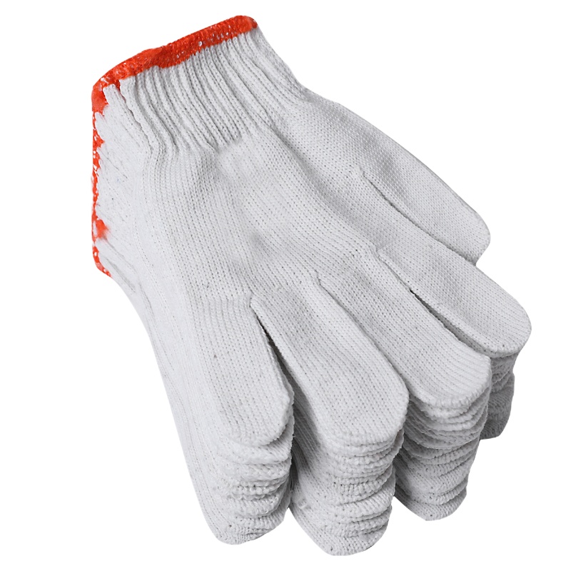 防护工作手套白色棉耐磨加厚纱线手套工地劳保手套1*12双