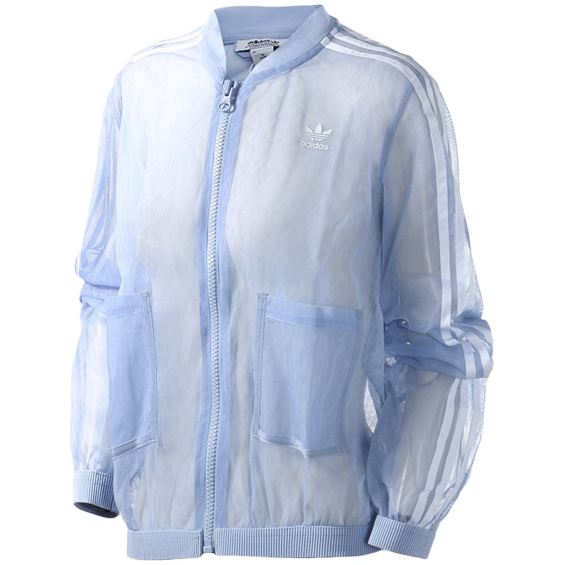 adidas阿迪达斯三叶草女装新款涤纶网纱镂空防晒服休闲外套DV0857