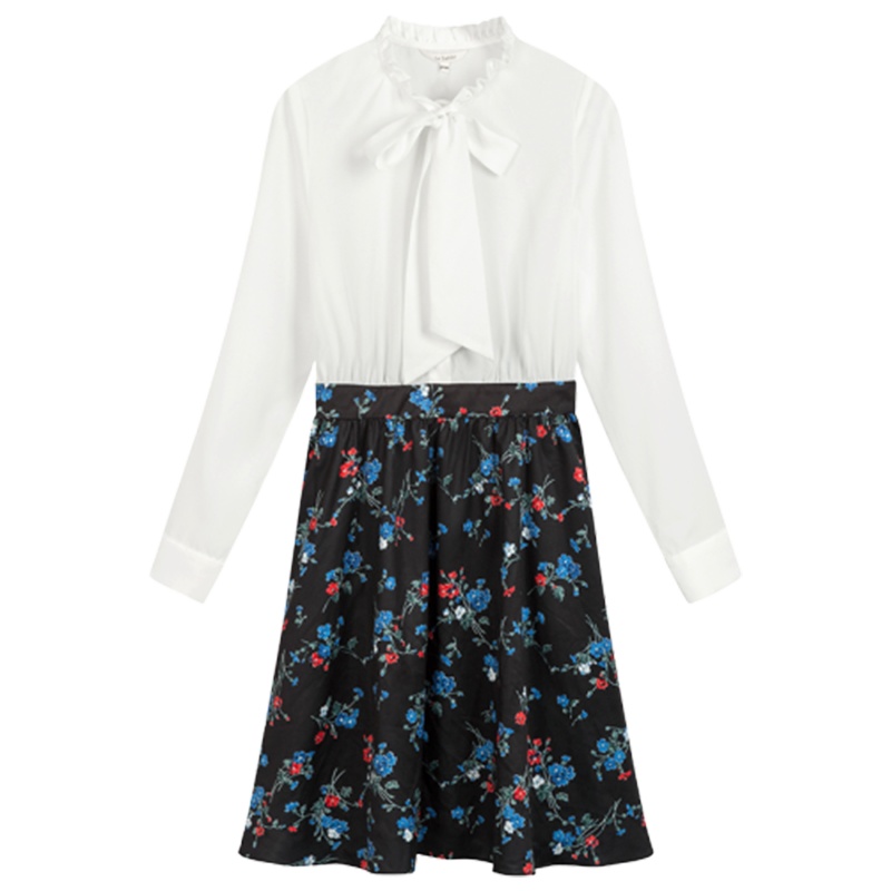 【专柜同款】雪纺连衣裙女秋装新款收腰遮肚蓬蓬裙仙女裙甜美假两件套装裙60006398