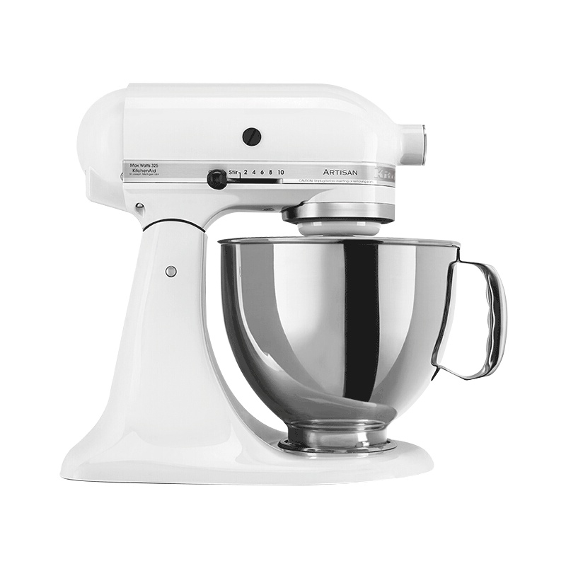 5QT美国凯膳怡Kitchenaid厨师机5KSM125CWH多功能搅拌机家用电器全自动和面机 牛奶白