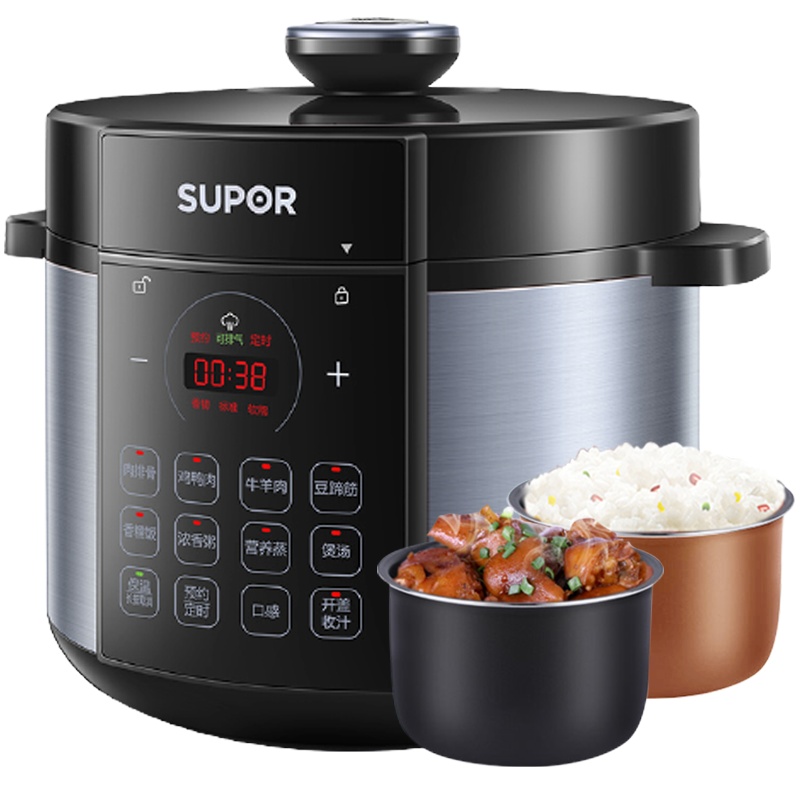 苏泊尔(SUPOR)电压力锅50YC8186 五升大容量 一锅双胆 24小时智能预约 八大功能轻松烹饪精准控温